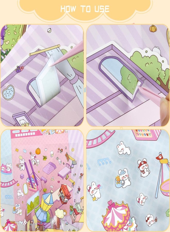 Aifong 24 Sets DIY 3D Sticker Scene Sticker Therapy Cute Cartoon Stickers Scene Make Your Own Scenes Miniature Room for Relief Stress - Image 3